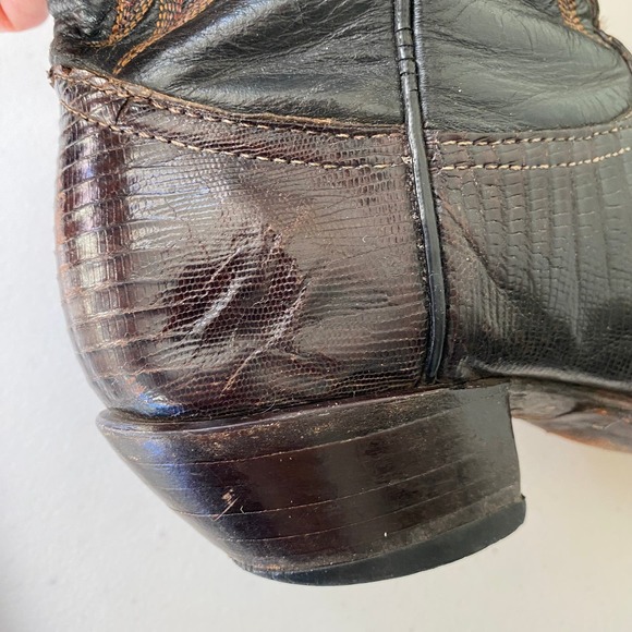 Vintage 1970s Tony Lama Cowboy Boots Teju Lizard Women's Dark Brown Size 5.5 M - Picture 8 of 14
